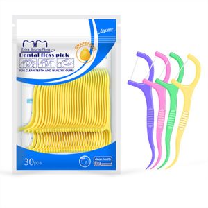 Customized Oem Odm Colored Fruit Flavor Oral Tooth Gum Care Plastic Flosser Toothpick Dental Floss Pick