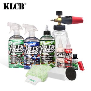 KLCB car wash kit cleaning tools detailing coating shampoo wax wheel tire shine interior clean sponge Foam Cannon Spray