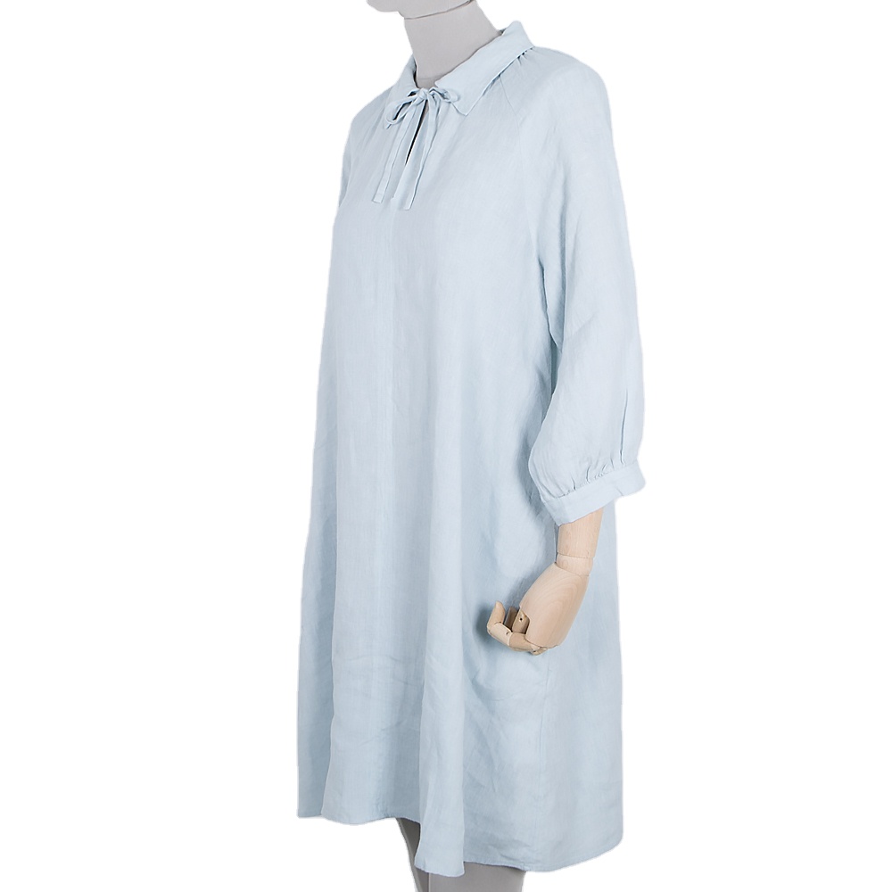 XingNuo Factory Custom Wholesale Lady Casual Elegant Digital Printing Garment Dyed Cotton Linen Shirt Dress for Women
