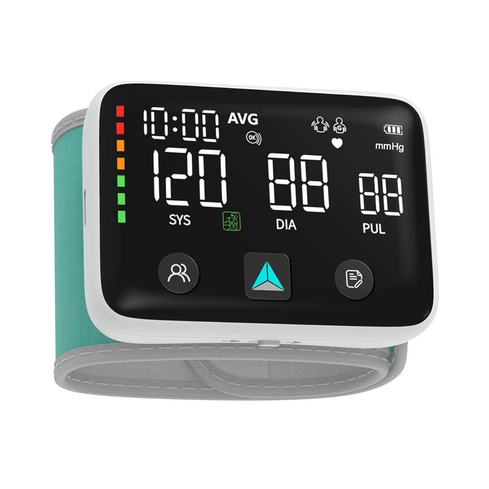 Rechargeable Digital Automatic Wrist Blood Pressure Monitor Large LED Display Blood Pressure Machine with Voice Tensiometro