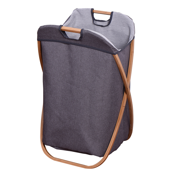 Wholesale good quality bamboo foldable laundry hamper furniture dirty clothes basket for home storage