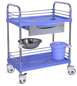 ABS Medical Dressing Trolley Instrument Trolley with Drawer / Surgical Instrument Trolley / 2 Shelves Clinical Instrument Cart