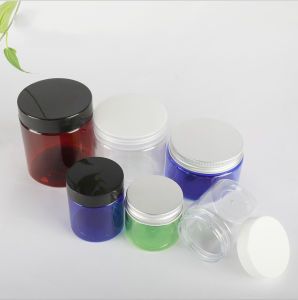 200g 250g Pet Dark Green Wide-Mouth Dispensing Bottle Black Plastic Caps, Cosmetic Cream Packaging Jar