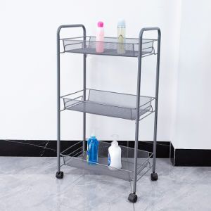 3 Tier Food Storage Shelving Rack Home Storage Mesh Utility Cart Organizer Bathroom Kitchen Trolley Cart