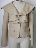 Ladies Linen Jacket With Ruffles On Collar(C3062)