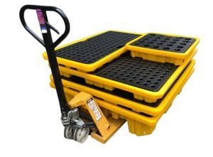 High Quality Cheap Leak-Proof Thicken Industrial Poly Control 4/1/2 Drum Chemical Oil Containment Plastic Spill Pallet Wholesale