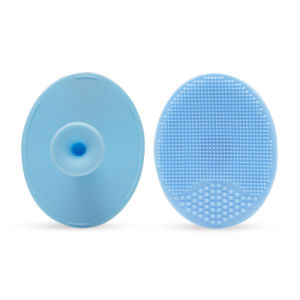 Silicone Large Size Oval Soft Bristles Massage Cleansing Face Brush for Baby Bath Shampoo