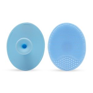 Silicone Large Size Oval Soft Bristles Massage Cleansing Face Brush for Baby Bath Shampoo