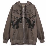 Vintage Hoodies Female Zip up Women′s Sweatshirt Y2K Aesthetic Autumn Gothic Grunge Streetwear