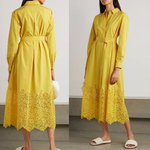 Manufacturer China Customized Competitive Price New Fashion Ladies Elegant Clothes Belted Linen Shirt Women Lace Dress