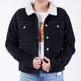 Quality Custom 100% Cotton Thick Black Washed Women Jeans Jackets