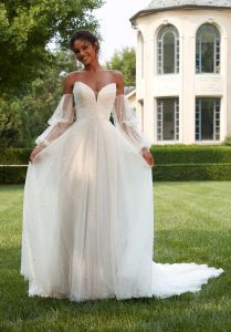 White V-Collar Backless Tube Lace Corset Wedding Dresses