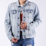 2020 Quality Manufacturers 11oz Denim White Distressed Jeans Jacket Women