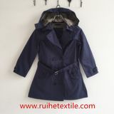 Fashion Navy Woven Trench Coat / Overcoat / Jacket / Hoodie for Women