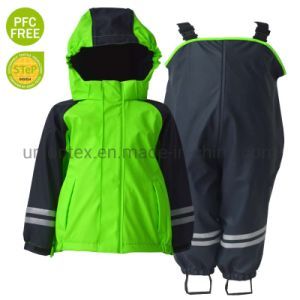 Children′s Waterproof PU Raincoat with Fleece Lining