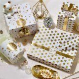 in Stock 100g 50X70cm White Gold Wrapping Paper Christmas Birthday Gift Holiday Gift Wrapping Paper Star, DOT, Twill Package Paper