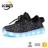 New Design Best Sell Flash LED Shoes Flyknit Sneaker Lace up Casual Shoes for Kids Sport