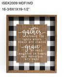 Wood Frame Vintage Wall Sign, "Gather Around The Table", Interior Decor