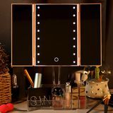 2022 New Hot Selling Touch Screen Tri-Fold Makeup Mirror with Organizer Storage Box