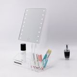 Factory Price Promotion USB Battery LED Makeup Mirror with Organizer Grids Storage Box
