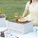 Multi-Functional Stackable Camping Organizer Storage Box with Wood Lid