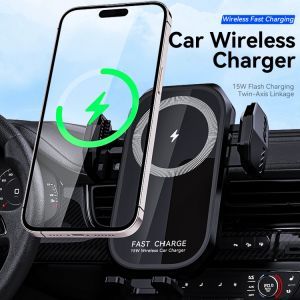 Wireless Car Charger with Phone Holder Mount, Fast Charging Auto Clamping Phone Holders with Air Vent