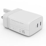 USB C Power Port 65W GaN Travel Charger, 2 Ports Pd Charger for Laptops, Tablets, Mobile Phone