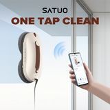 Satuo Window Cleaner Robot with Auto Spray, APP Control, Smart Frame Detect, Glass Robot with 50ml Water Tank, Suitable for Glass Window Tile, Indoor Outdoor