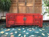 Chinese Antique Furniture Living Room Red Lacquer TV Stand Customized Wooden Furniture