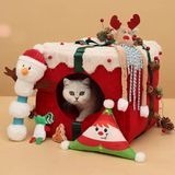 Cat Bed Christmas Gift Toy Cat Nest Dual Use Fully Enclosed Pet Nest Essential for Winter Warm