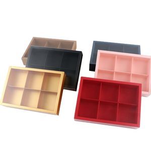 Pastry Box with 6 Dividers Cupcake Packaging Cookie Boxes Wholesale Baking Food Paper Gift Box Dessert Candy Foldable Cardboard