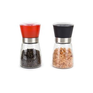 Wholesaler Custom Logo Amazon Hot Sale 160ml Adjustable Manual Glass Spice Salt and Pepper Grinder Set
