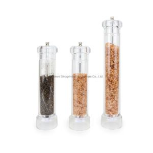 Salt and Pepper Mill Shaker with Adjustable Coarseness-Clear Acrylic Body