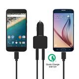 2016 New Arrival Qualcomm Quick Charge 2.0 Dual USB Ports Car Charger Type C Car Charger