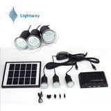Solar LED Home/Camping Kits with 3LED Light Bulb USB Mobile Phone Charger