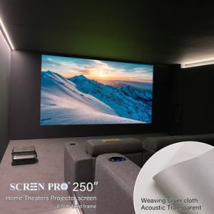 Large 250 Inch Home Theater Fixed Frame 4K 3D Video Long Throw Projector Screen Weaving Sound Penetrating Silver Fabric Projection Screen