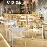 Luxury Modern Aluminum Patio Outdoor Furniture Stackable Armchair Teak Handrail Garden Leisure Dining Chair