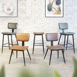 Commercial Coffee Shop Chair Metal Frame Retro Brown Upholstered Leather Restaurant Cafe Bistro Chair