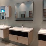 Wall Mounted Bathroom Wooden Cabinet Furniture Single Sink Floating Bathroom Vnaity with Bath Mirror Shelf