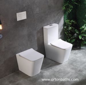 Back to Wall Two PC Piece CE Water Mark Certified Bathroom Wc Toilet Commode Bowl UF Soft Closing Seat Cover Sanitary Ware Toilet
