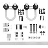 Double Bar Round White Rail Set Sliding Door Hardware