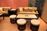 Wholesale Custom Living Room Furniture Round Wooden Lounge Chair Ottoman