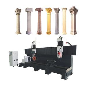 Big Marble Corbel Column Pillar Making Machine, Stone CNC Milling Machine with Big Rotary Lathe