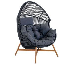 Wicker Chair UV Resistant Steel Rattan Garden with Stand Egg Chair