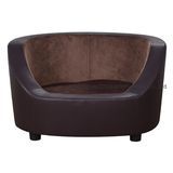 Faux Leather Pet Bed with Removable Cushion Brown Pet Product