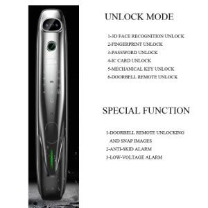 3D Face Recognition Electronic WiFi Smart Door Lock