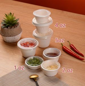 50ml Food Grade Disposable Mini Jam Cup Biodegradable Bagasse Bamboo Pulp Tasting Cup