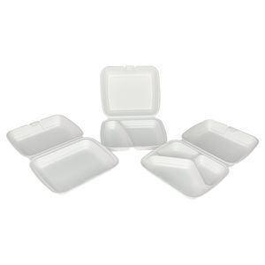 Biodegradable 9" 3 Compartments Disposable Clamshell Lunch Box Take out Bagasse Food Containers