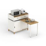White Modern Kitchen Cabinet Furniture with Portable Adjustable Table Wood Design Small Kitchen Island