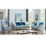 Fabric Sofa Living Room Fabric Recliner Chair Living Room Sofa Set with Gold Leg Blue Velvet Sofa
